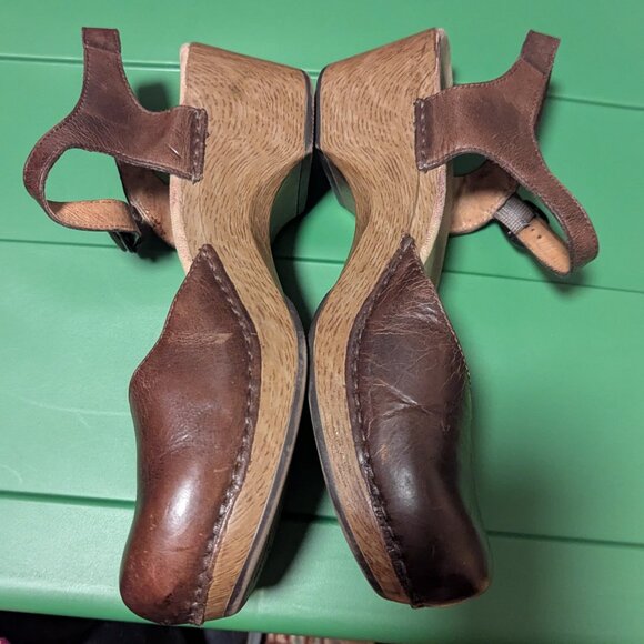 Dansko Sam Leather Mary Jane Scandi Girl Ankle Strap Buckle Heel Sandal Clogs - Picture 4 of 7